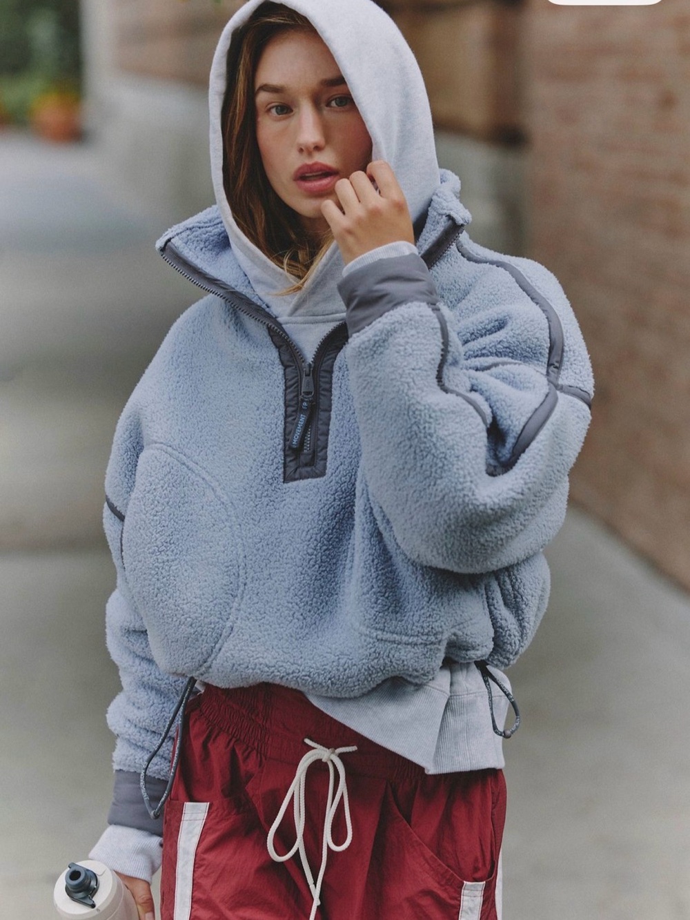 Free People FP Movement Mountain High Half-Zip Fleece in Steel Combo Size XS NWT